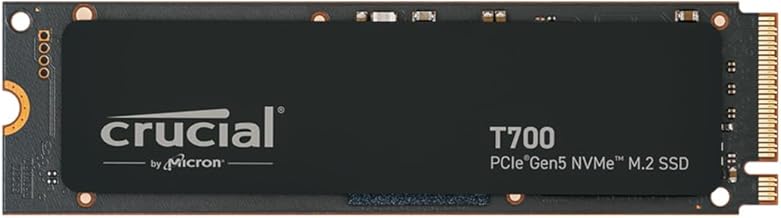 Crucial T700 4TB Gen5 NVMe M.2 SSD - Up to 12,400 MB/s - DirectStorage Enabled - CT4000T700SSD3 - Gaming, Photography, Vid...