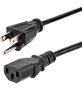 StarTech.com 10ft (3m) Computer Power Cord, NEMA 5-15P to C13, 10A 125V, 18AWG, Black Replacement...