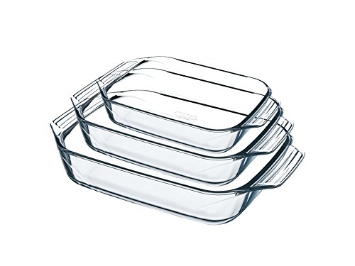 Pyrex Irresistible Set de 3 Fuentes para el Horno de Extrema Resistencia a Choques Térmicos, 3 Unidades, Transparente