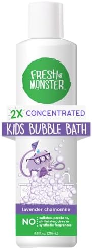 Fresh Monster Kids Foaming Bubble Bath | Hypoallergenic, Natural for Kids & Toddlers | Super Concentrated | Soothing Lavender Scent | Bath Time Essentials