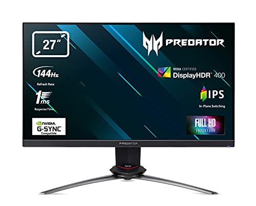 Predator XB273GPbmiiprzx - Monitor Gaming G-Sync 27", Pantalla IPS FHD, 144 Hz, 1 ms, 16:9, HDMI 1.4, DP 1.2a, USB 3.0, Lum 400 CD/m2, ZeroFrame, Altavoz Integrado, Cables HDMI, DP, USB3.0 incluidos