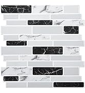 Art3d Peel and Stick Backsplash Tiles in Marble Design, 12"x12" (10 Tiles, Thicker Version)