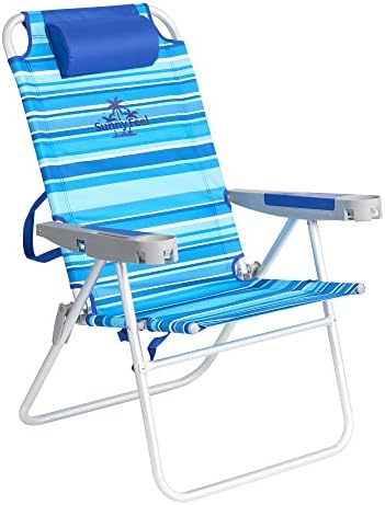 SUNNYFEEL Tall Folding Beach Chair Lightweight, Portable Sand Chair for Adults Heavy Duty 500 LBS with Cup Holders, Foldable High Camping Lawn Chairs for Camp/Outdoor/Picnic/Concert/Sports