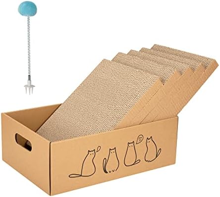 猫 爪研ぎ 段ボール ボックス 5枚入り 爪とぎ 両面使える つめみがき 猫用 頑丈 高密度 つめとぎ 箱 ベッド 可愛いおもちゃ付き