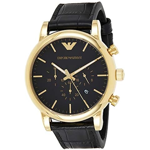 Emporio Armani Men's Chronograph Black Leather Watch (Model: AR1917)