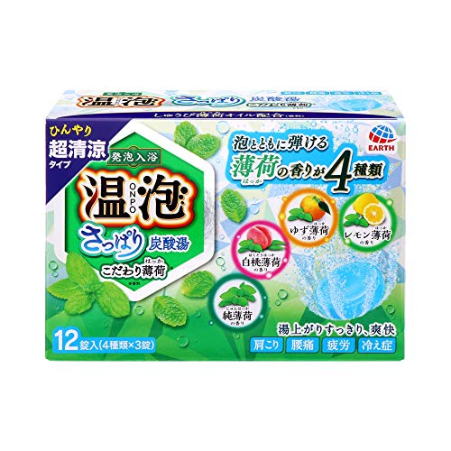 【医薬部外品】温泡(ONPO)入浴剤 さっぱり炭酸湯 こだわり薄荷 4種 [4種x3錠 12錠入り]×4個