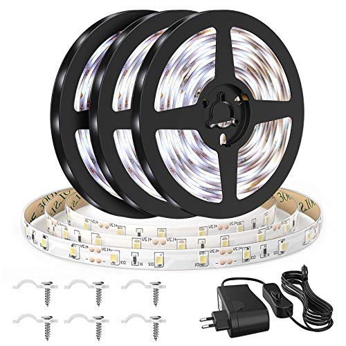 Onforu 15M Tira LED, IP65 Impermeable LED Strip, Blanco Frío 6000K Cinta Flexible, 12v Manguera de leds 2835 Interior y Exterior para Decoración Cocina Jardín Patio Balcón Fiesta Boda Terraza Salón