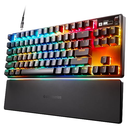 SteelSeries Apex Pro TKL (2023) - Teclado gaming HyperMagnetic – El más rápido del mundo - Accionamiento ajustable - Esports TKL - RGB - Teclas PBT - USB-C - Teclado inglesa (QWERTY)