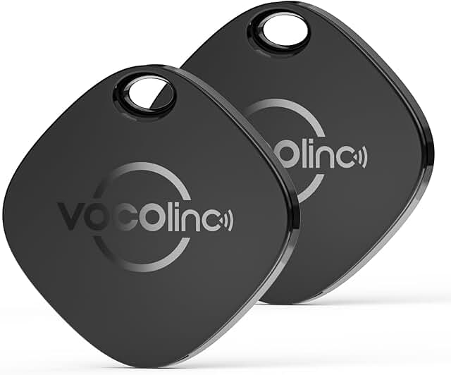 VOCOlinc Key Finder エアタグ 紛失防止タグ(2個セット) Appleの「探す」 (iOSのみ対応), スマートタグ 忘れ物防止 タグ 超薄(0.75 cｍ) Bluetooth トラッカー 探し物（鍵、荷物用）電池交換可能 ...