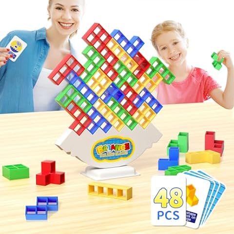 48Pcs Tower Stacking Games for Kids&Adult, Team Buliding Board Games for 2 Players+...