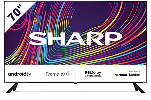 Sharp 70DN6EA - TV Android 11 de 70" sin Marco (4K Ultra HD, 4X HDMI 2.1, 2X USB, Bluetooth), Dolby Vision y Atmos, Google Assistant, Chromecast, Altavoces 2.1 Harman/kardon 2x10W+15W, HDR10