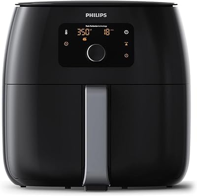 Philips Premium Airfryer XXL, Fat Removal Technology, 3lb/7qt, Rapid Air Technology, Digital Display, Keep Warm Mode, 5 Cooking Presets, HomeID App, Family Sized, Black (HD9650/96)