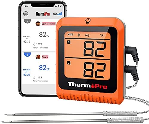 ThermoPro Wireless Meat Thermometer of 650FT for Smoker Oven, Bluetooth Grill Thermometer with Dual Probes, Smart Rechargeable BBQ thermometer for Cooking Turkey Fish Beef