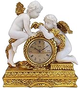 Design Toscano Chateau Carbonne Cherub Mantel Clock Statue, 10 Inch, Polyresin, Gold and Ivory
