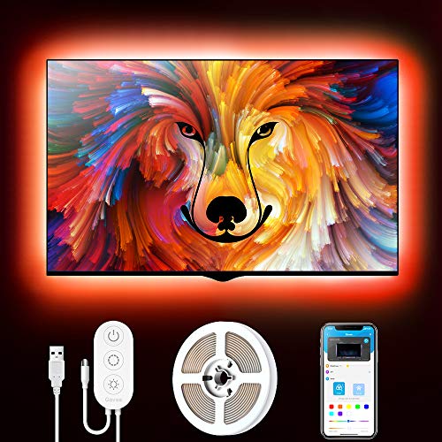 Tiras LED TV, Govee Tira LED USB 2M con APP, 16 Millones DIY Colores 5050 SMD, Retroiluminacion Luces LED TV RGB con 7 Modo Escenas para 40-55in HDTV/PC Monitor 4pcs x 50cm, 5V