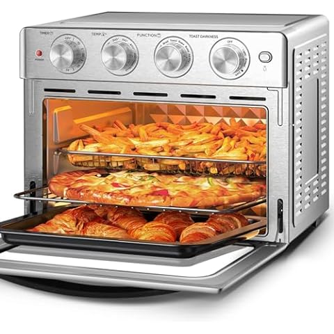 Geek Chef Air Fryer Oven 26 QT, Big Air Fryer, Toast Oven with Bake, Roast, Pizza, Convection Oven, Easy to Use & Clean, 6 Slice Toast, Stainless Steel