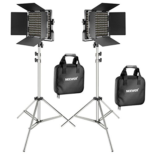 Neewer Kit de 2 Paneles LED Regulable Bicolor 660 Video Luz con Soporte de Luz 2m:Panel LED Regulable Bicolor con Soporte U,3200-5600K,CRI 96+ para Estudio Retrato,YouTube Video Fotografía