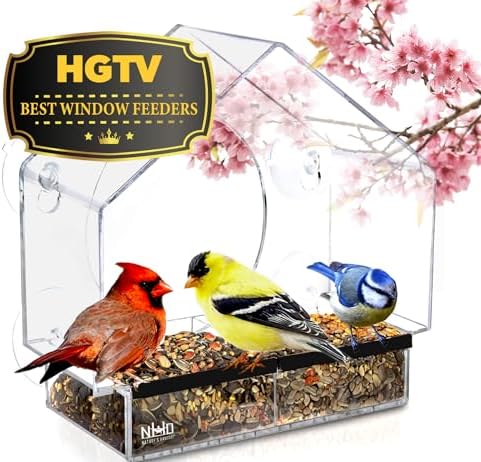 Clear Bird Feeders for Window Viewing - Window Bird House with Suction Cups, Window Bird Feeder - Birdhouse Window Tray Bird Feeder for Bird Lover, Birding, Kids, Cat, Elderly, Balcony Bird Feeder