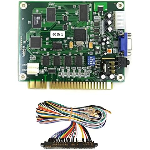 Ahvqevn 60 in 1 マルチケード PCB ボード アーケードゲームボード 28P ケーブル付き VGA 出力アーケードゲームボード水平 Jammaアーケード用