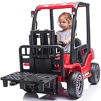 電動乗用カー 乗用ラジコン キッズ 電動フォークリフト forklift DLS-08 リフトがレバーで動かせる 大型 電動乗用ラジコンカー 乗用玩具 電動カー 車のおもちゃ 乗物玩具 (レッド)