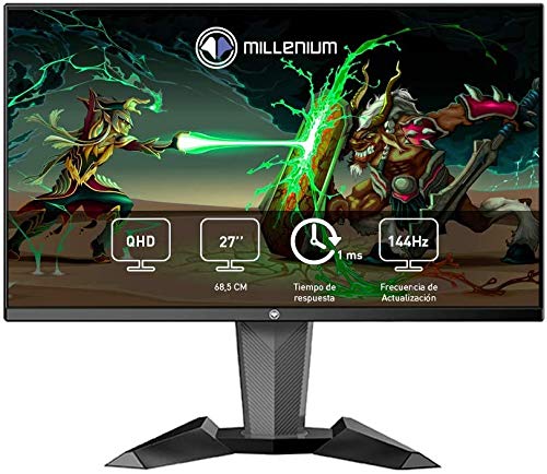 Millenium MD27PRO - Monitor Gaming para e-Sport de 27" QHD 144hz con 1ms (2560 x 1440p, TN, 16:9, 3 x HDMI, Display Port, Sin Marco, Ajustable en Altura y Giro) Color Negro