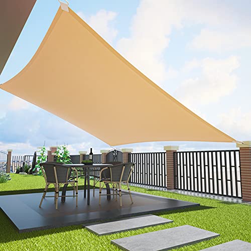 Duerer Toldo Vela de Sombra Rectangular 3x4M, 95% de Protección UV, 185GSM Densidad para Patio, Jardín, Pérgola, Patio Trasero - Color Arena