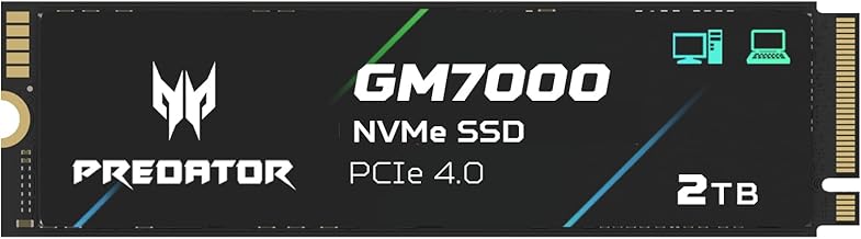 acer Predator GM7000 2TB M.2 SSD 2280 NVMe Gen4 Internal Gaming SSD, Compatible with PS5 Up to 7400MB/s - BL.9BWWR.106