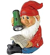 Design Toscano QM2530600 Solar Flashlight Freddie Outdoor Garden Reading Lawn Gnome Statues, Full...