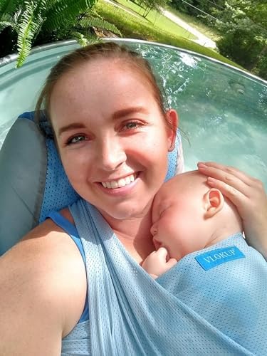 Vlokup Water Baby Carrier, Baby Sling Carrier, Baby Wrap Carrier for Newborn, Infant, Toddler, Breathable Lightweight Stretch Mesh Water Sling, Nice for Summer, Pool, Beach, Swimming, Lakeblue