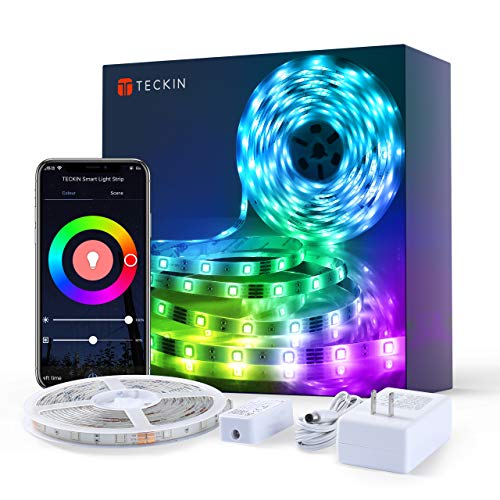 Tiras LED RGB TECKIN Wifi 5M 5050 SMD Tira de Luces Colores Inteligente funciona con Alexa Móvil Google Home,Multi-Modos para Navidad,TV,Dormitorio,Fiesta y Decoración