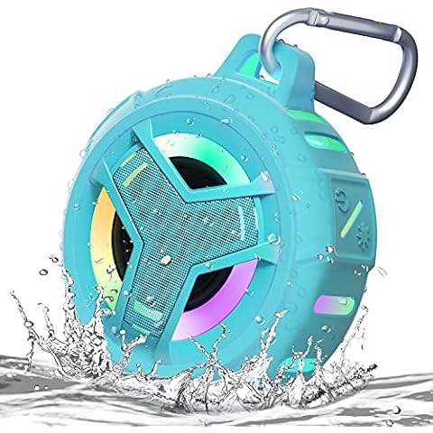 EBODA Waterproof Bluetooth Shower Speaker, IPX7 Floating Portable Wireless Small Speakers, 24H Playtime with RGB Light for Kayak, Beach, Pool Accessories, Gifts for unisex -Sky Blue