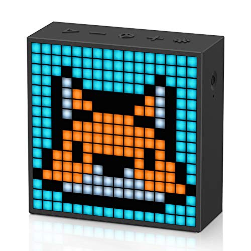 Divoom Timebox EVO Pixel Art - Altavoz Bluetooth LED con Control popr Medio de la aplicación - Altavoz inalámbrico portátil Inteligente con Graves potentes - Micrófono (Color Negro)