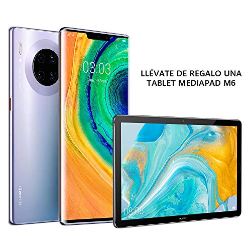 HUAWEI Mate 30 Pro - Smartphone con Pantalla Curva de 6.53" (Kirin 990, 8 + 256 GB, Cuádruple cámara Leica, Batería de 4500 mAh, EMUI10), Color Space Silver + MediaPad M6 10.8" 64GB Titanium Grey