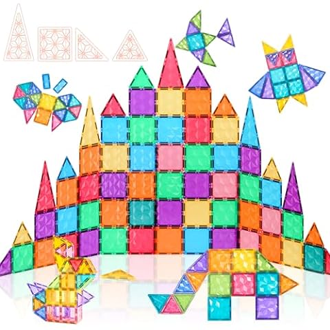 Magnetic Tiles,68 PCS, Magnetic Blocks, Magnet Building Tiles, Toys for Kids Ages 1...