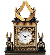 Design Toscano Temple of Anubis Egyptian Revival Desk Mantel Clock Statue, 8 Inch, Black and Gold