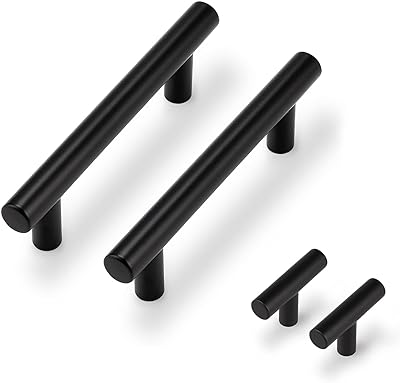 Probrico 5 Pack| Flat Black Single Hole Cabinet Knobs 2" Drawer Handle Pulls & 15 Pack | 3.5'' Hole Center Cabinet Pulls Black Stainless Steel Kitchen Drawer Pulls Cabinet Pulls