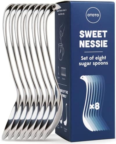 OTOTO Sweet Nessie Sugar Spoon - Stainless Steel Tea Spoon - 100% Food Grade & Dishwasher Safe - Perfect Spoon for Tea & Coffee (Set of 8)