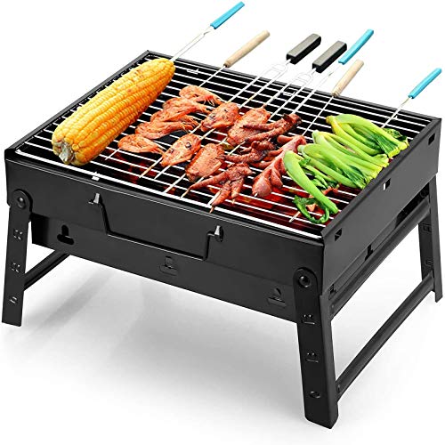 Uten Parrilla portátil de carbón Vegetal para ahumar, para cocinar al Aire Libre, Camping, Senderismo, picnics, mochileros, Negro, S