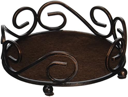 Thirstystone Bronze Cast Iron Scroll Round Coaster Holder 5.13” Diameter Holds 4-4” to 4.25” Round Coasters