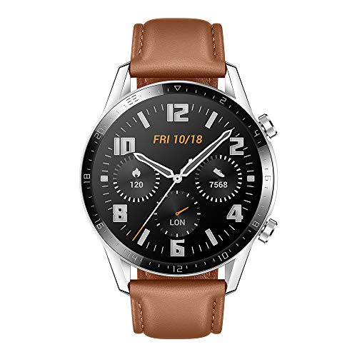 Huawei Watch GT2 Classic - Smartwatch con Caja de 46 Mm (Hasta 2 Semanas de Batería, Pantalla Táctil Amoled de 1.39", GPS, 15 Modos Deportivos, Llamadas Bluetooth), marrón