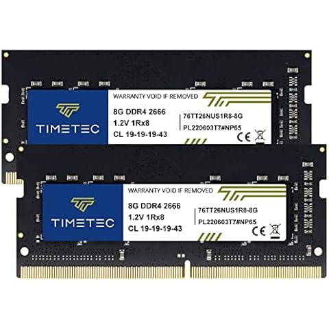 Timetec 16GB KIT(2x8GB) DDR4 2666MHz (DDR4-2666) PC4-21300 (PC4-2666V) Non-ECC Unbuffered 1.2V CL19 1Rx8 Single Rank 260 Pin SODIMM Laptop Notebook PC Computer Memory RAM Module Upgrade