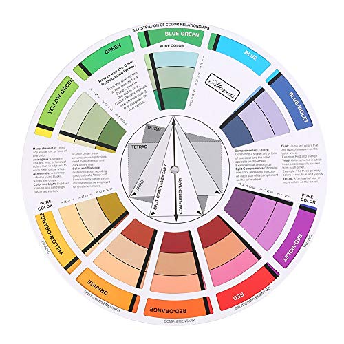 Rueda de color, guía de bolsillo de mezcla de colores, colores de círculo cromático para guía de mezcla de colores, 23.5 cm