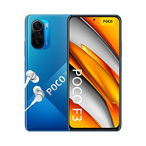 POCO F3 5G - Smartphone 6+128GB, 6,67” 120 Hz AMOLED DotDisplay, Snapdragon 870, cámara triple de 48MP, 4520 mAh, Azul Océano Profundo (versión ES/PT), incluye auriculares Mi