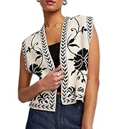 Yimoon Women's Floral Knit Embroidered Vest Y2K Sleeveless Open Front Cardigan Cropped Sweater Ve...