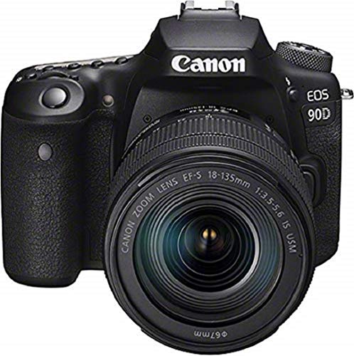 Canon EOS 90D - Cámara Réflex de 32.5 MP (Sensor APS-C, 45 Puntos AF, Disparos de 10fps, EOS Movie 4k+Full HD, Wi-fi, Bluetooth) Negro - Kit Cuerpo con Objetivo EF-S 18-135mm f/3.5-5.6 IS USM