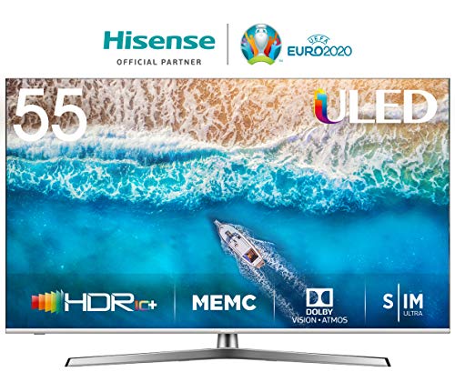 Hisense H55U7BE - Smart TV ULED 55' 4K Ultra HD con Alexa Integrada, Bluetooth, Dolby Vision HDR, HDR 10+, Audio Dolby Atmos, Ultra Dimming, Smart TV VIDAA U 3.0 IA, mando con micrófono