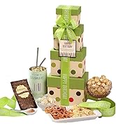 Birthday Gift Basket Tower with Large 16oz. Insulated Gift Mug. Share The Fun With Happy Birthday...