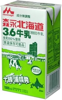 森永北海道3.6牛乳（成分無調整） 1000ｍｌ×12個入