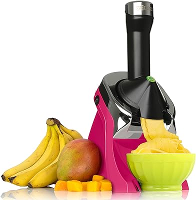 Yonanas 988HP Deluxe Vegan Non-Dairy Frozen Fruit Soft Serve Dessert Maker, BPA Free, Includes 75 Recipes, 200 Watts, Pink