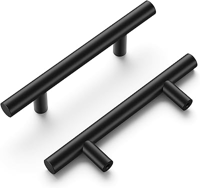 Hickory Hardware 10 Pack Kitchen Cabinet Handles, Drawer Pulls for Doors & Dresser Drawers, Hardware for Bathroom, 3 Inch Hole Center, Matte Black, Heritage Collection